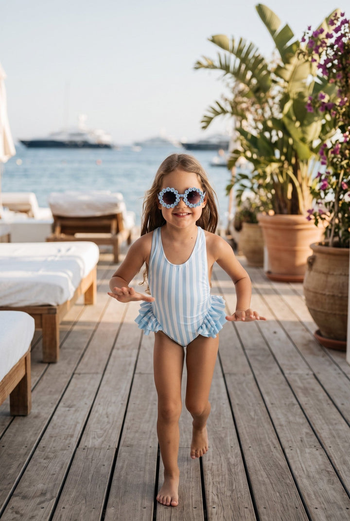 Meia Pata BLUE STRIPES "Capri" Swimsuit - Millie and John