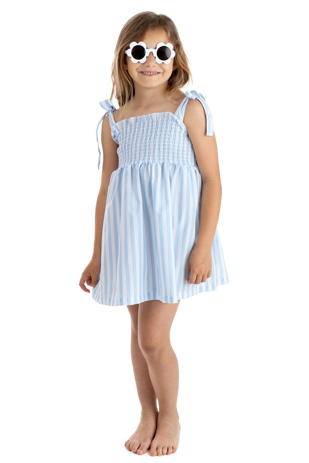 Meia Pata BLUE STRIPES Cotton Dress - Millie and John