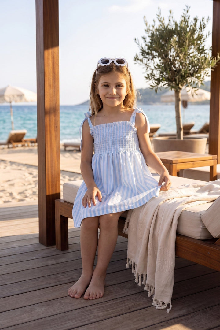Meia Pata BLUE STRIPES Cotton Dress - Millie and John