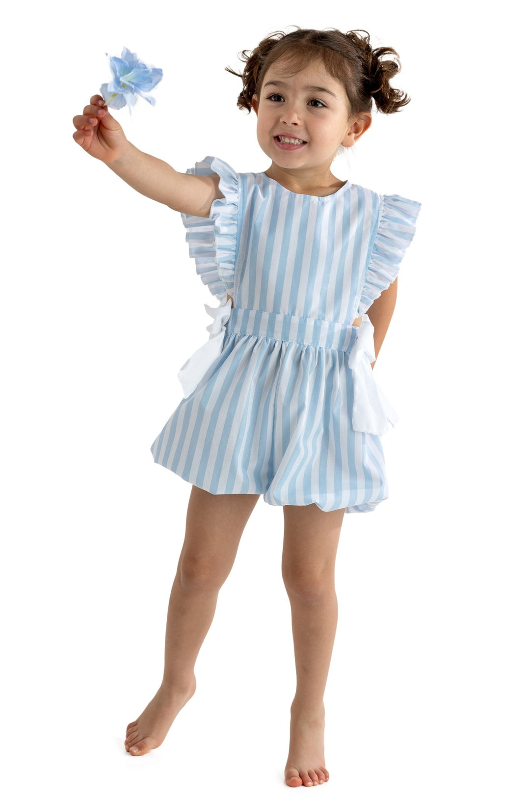 Meia Pata BLUE STRIPES Cotton Playsuit - Millie and John