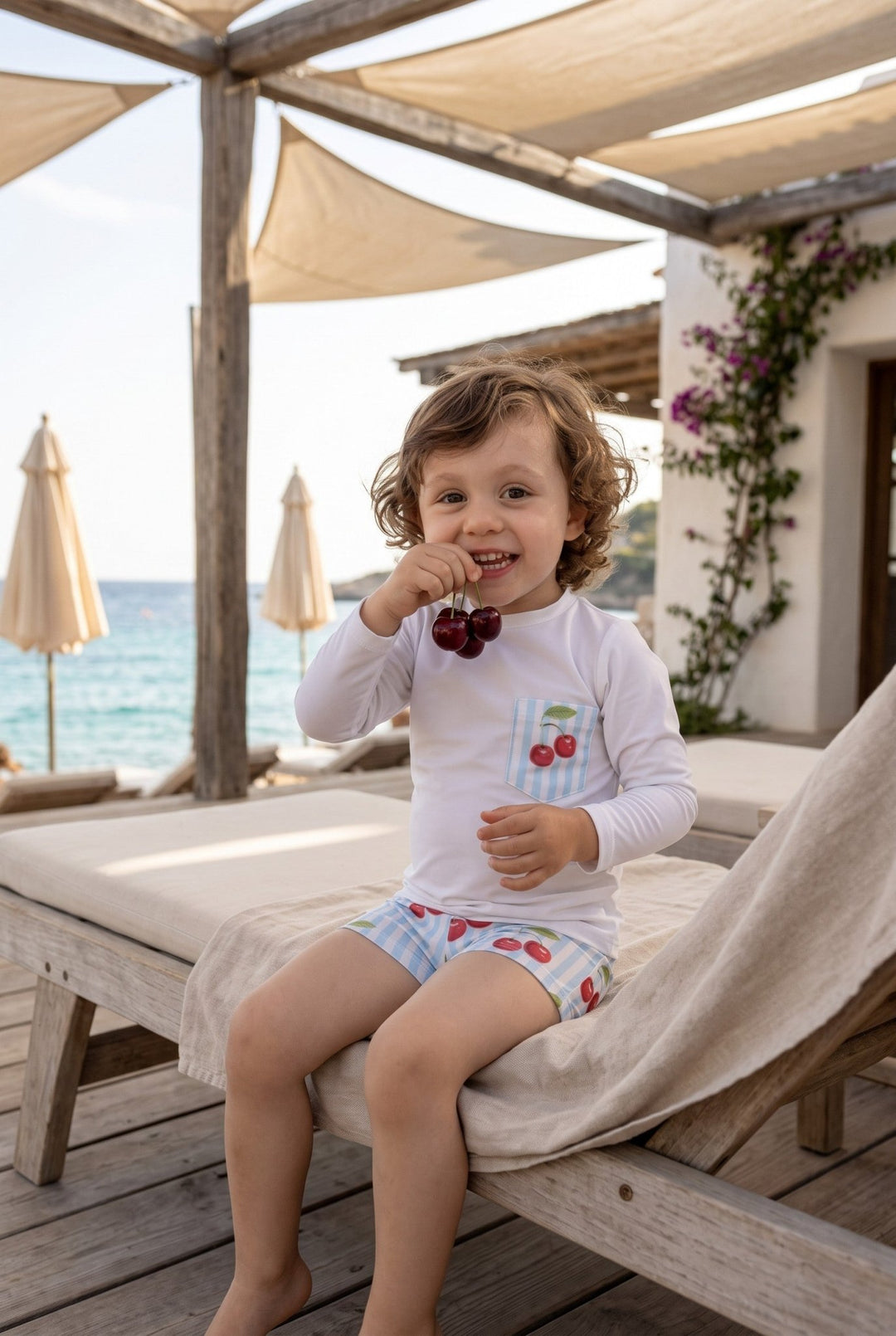 Meia Pata CHERRIES Lycra Swim Shorts - Millie and John