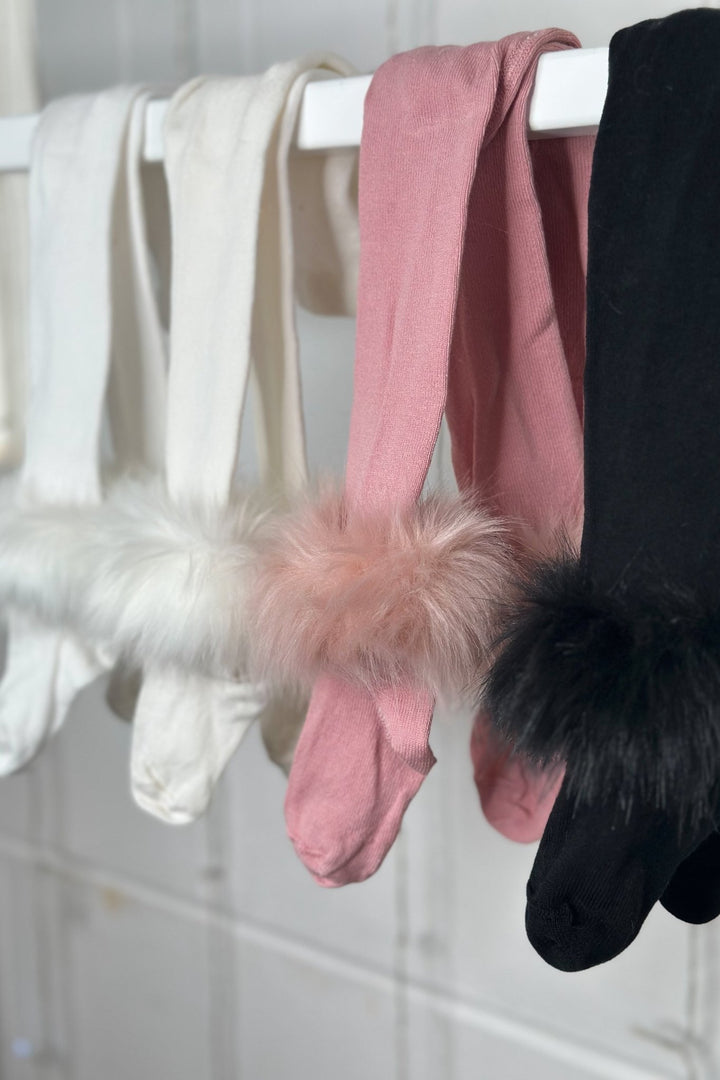 Meia Pata Faux Fur Trim Tights - Millie and John