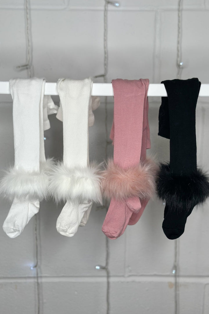 Meia Pata Faux Fur Trim Tights - Millie and John