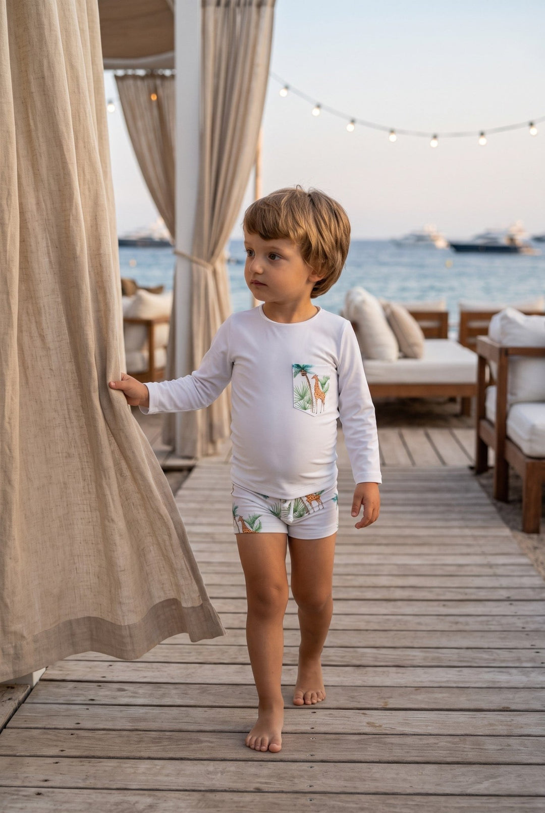 Meia Pata GIRAFFES Lycra Swim Top - Millie and John