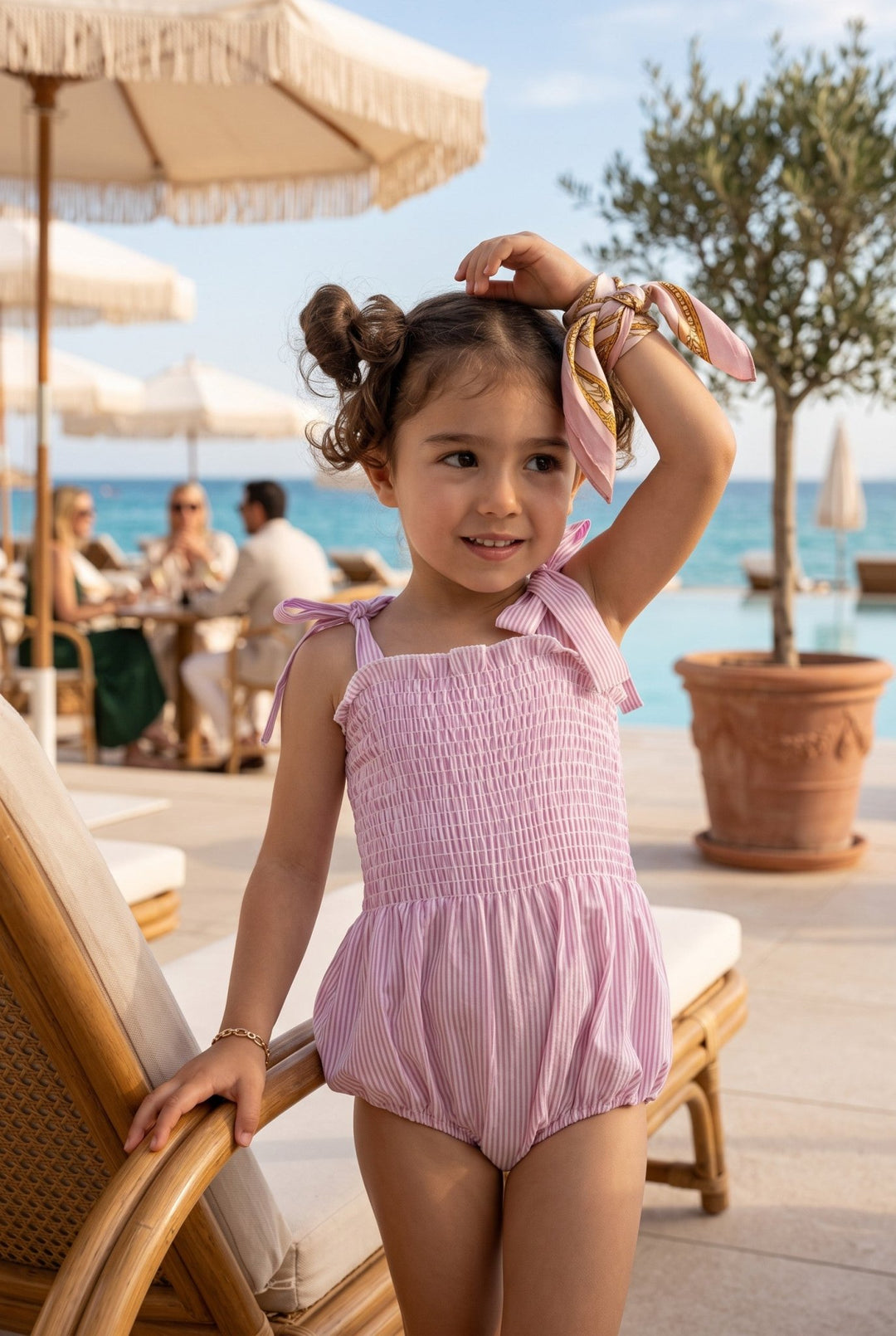 Meia Pata ICE CREAMS Fuchsia Striped Cotton Romper - Millie and John