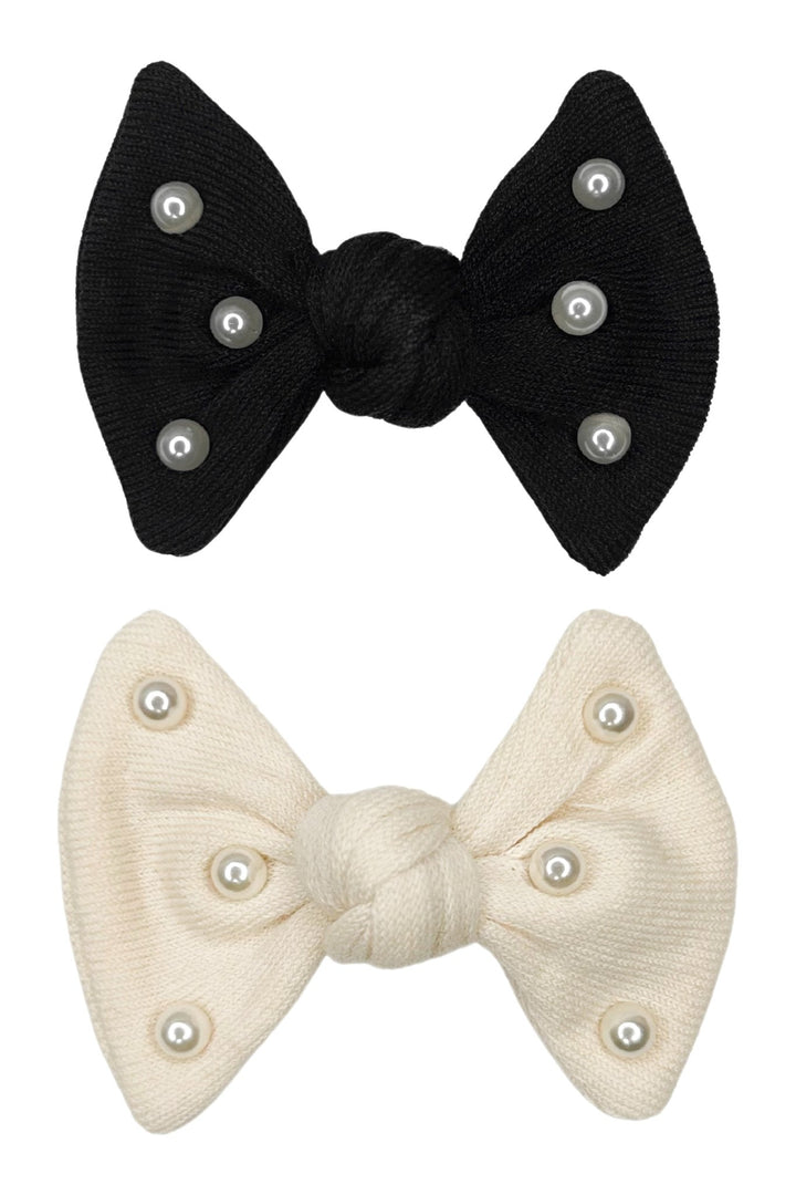 Meia Pata Knit Pearl Hair Bow - Millie and John