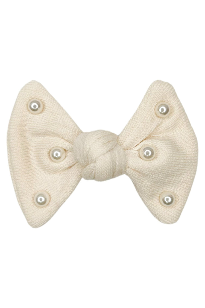 Meia Pata Knit Pearl Hair Bow - Millie and John