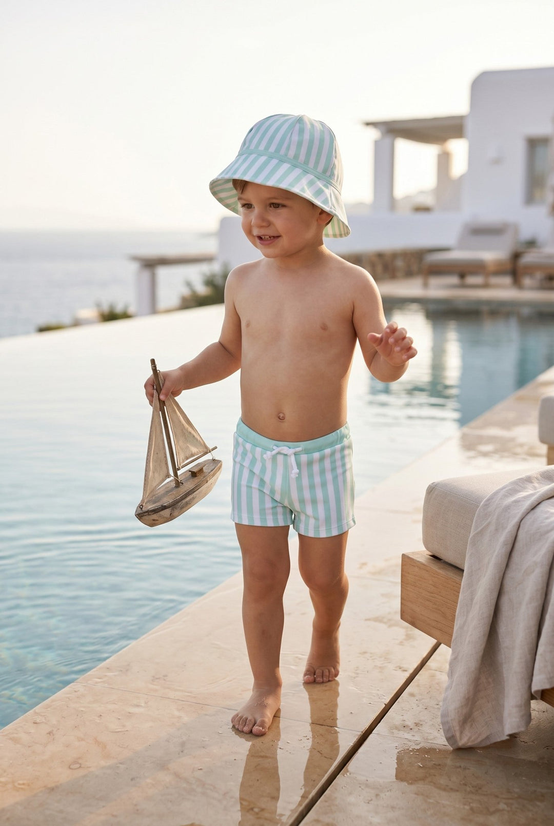 Meia Pata MINT STRIPES Lycra Swim Shorts - Millie and John