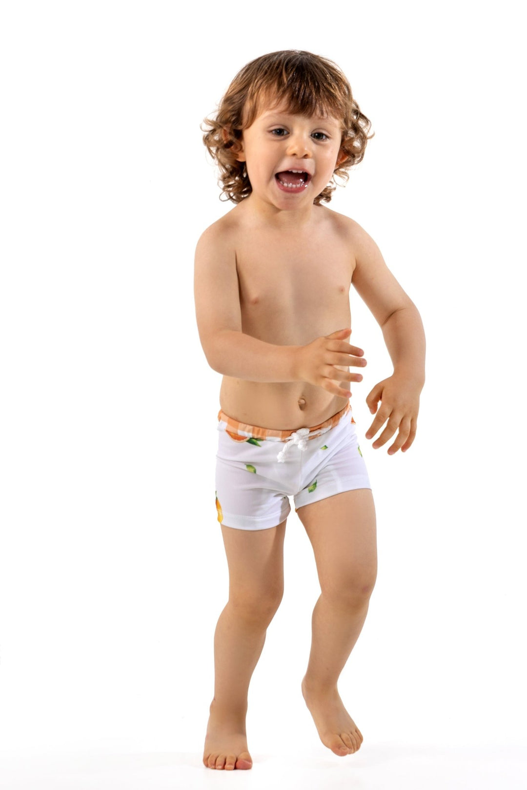 Meia Pata ORANGES Lycra Swim Shorts - Millie and John