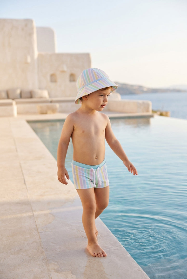 Meia Pata PASTEL STRIPES Lycra Swim Shorts - Millie and John