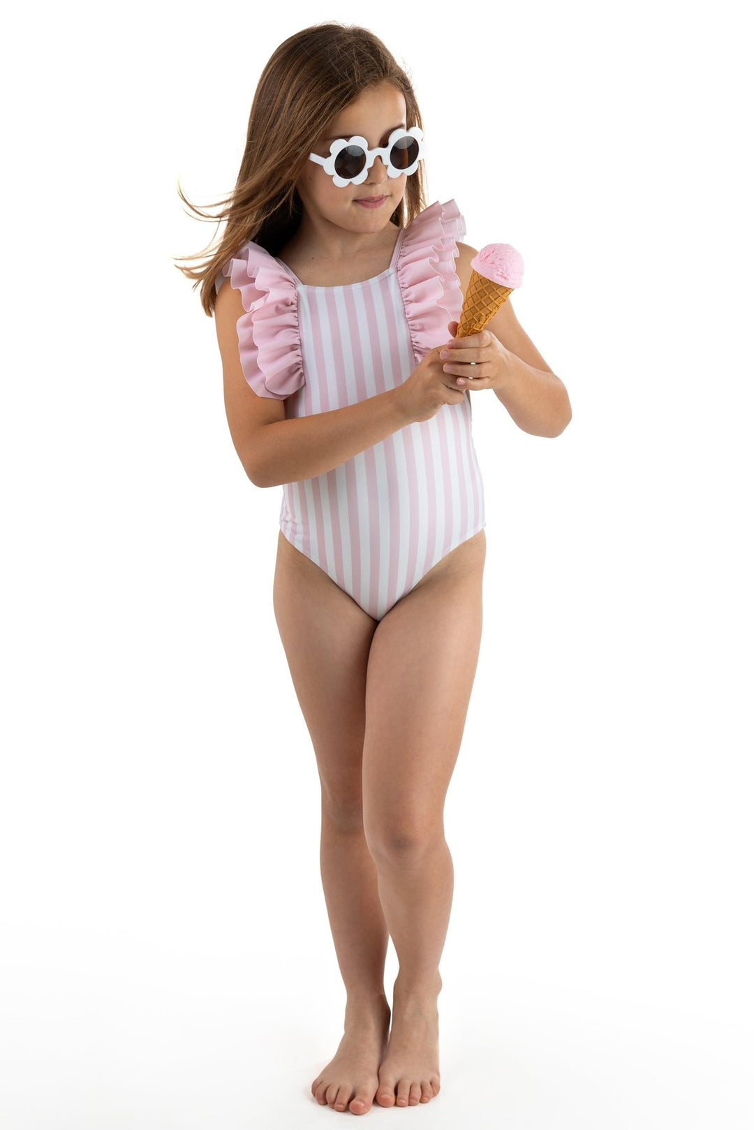Meia Pata PINK STRIPES "Amalfi" Swimsuit - Millie and John