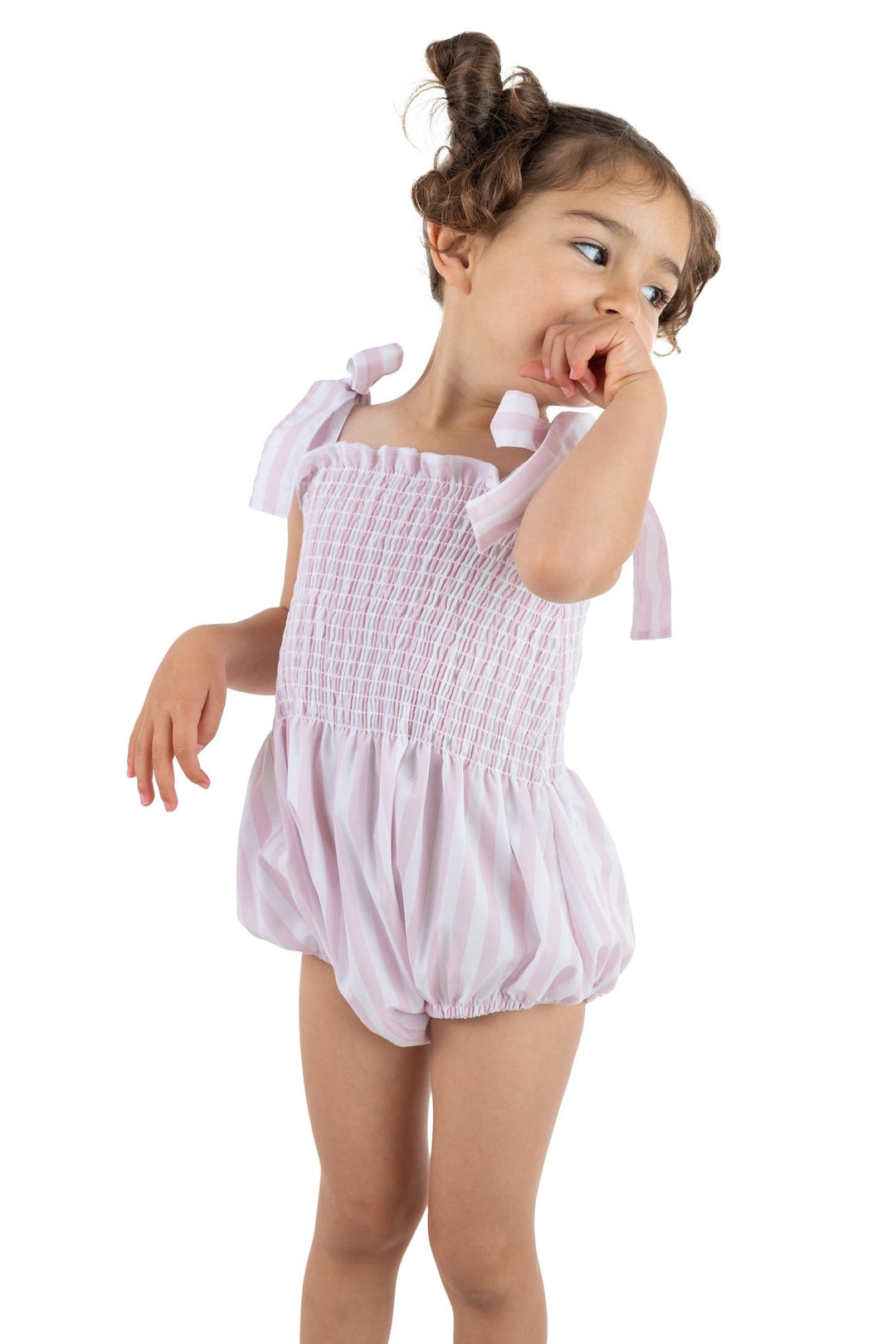 Meia Pata PINK STRIPES Cotton Romper - Millie and John