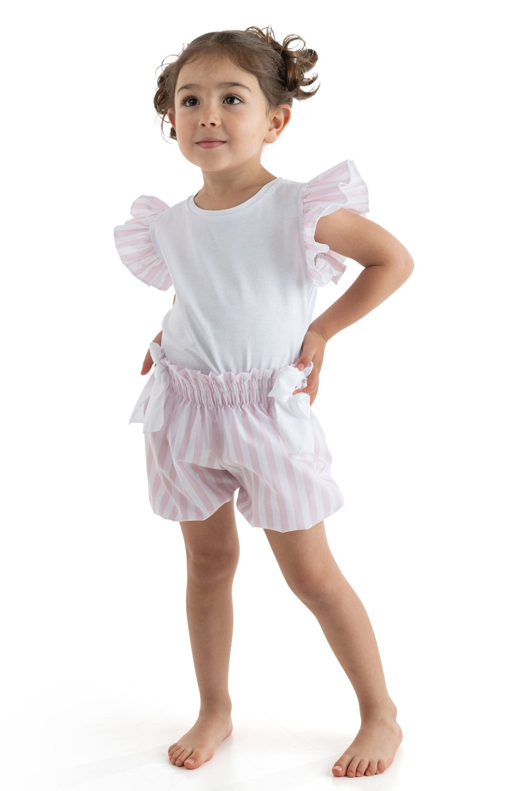 Meia Pata PINK STRIPES Cotton T-Shirt & Shorts - Millie and John