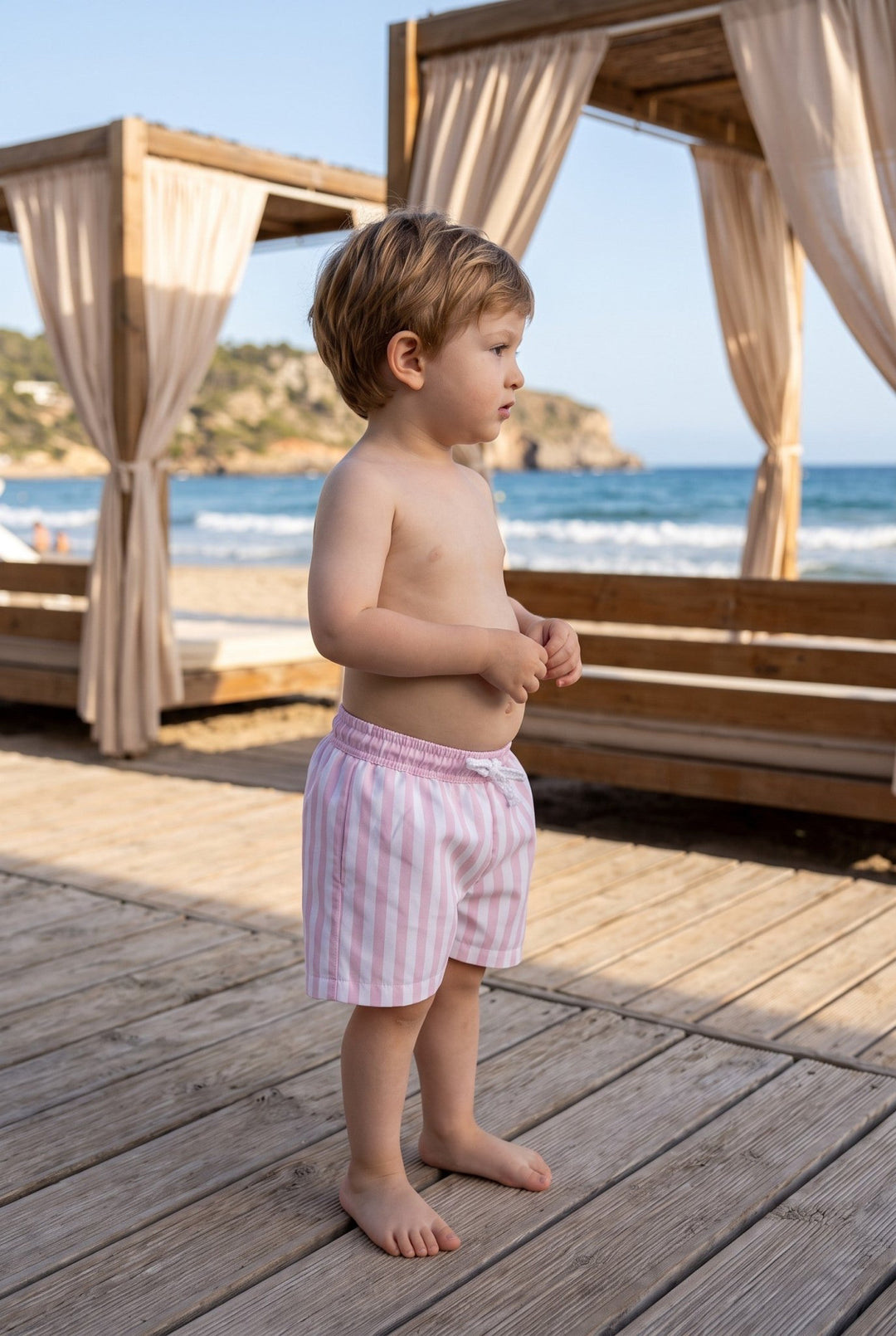 Meia Pata PINK STRIPES Swim Shorts - Millie and John
