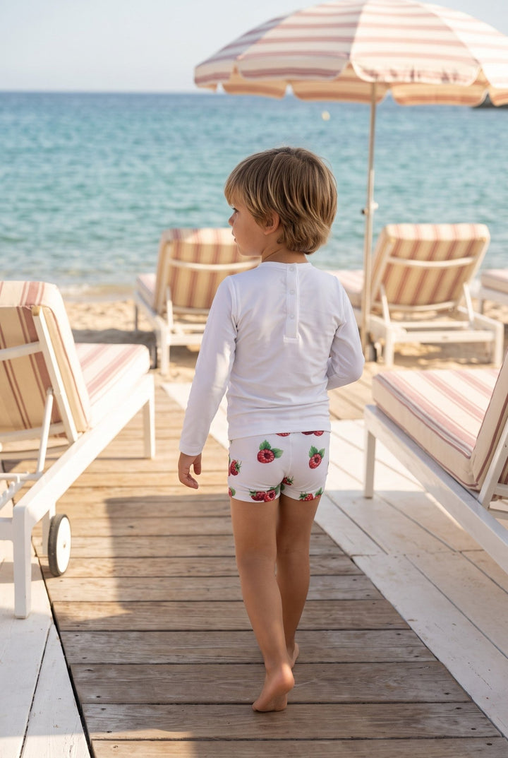 Meia Pata RASPBERRIES Lycra Swim Top - Millie and John