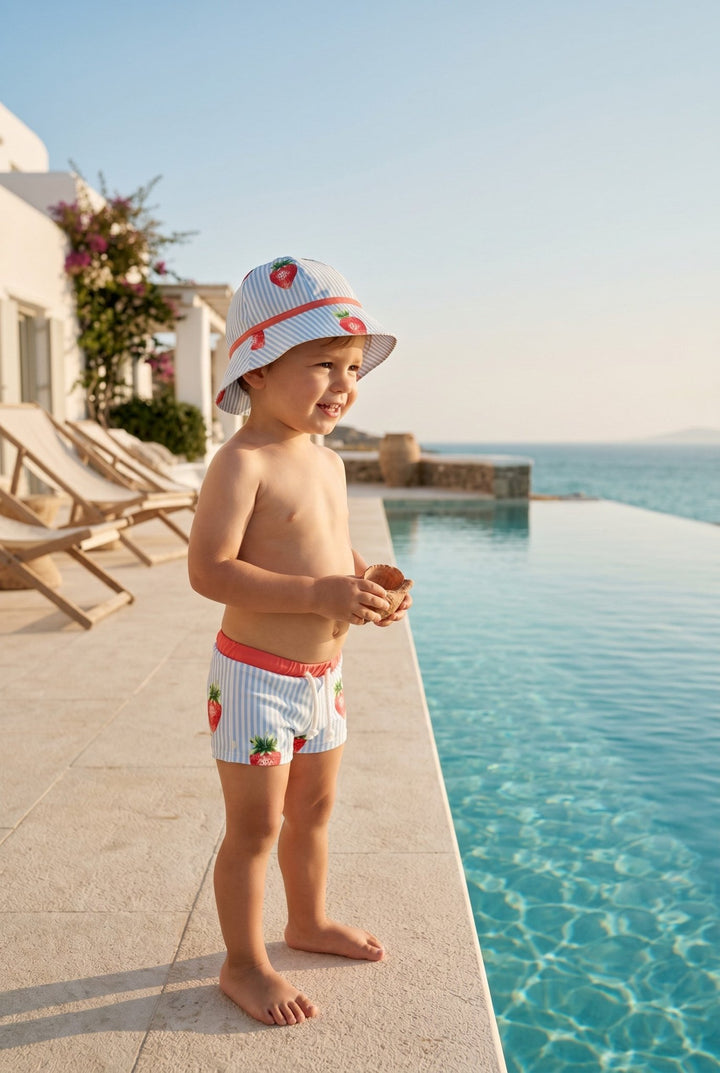 Meia Pata STRAWBERRIES Lycra Swim Shorts - Millie and John