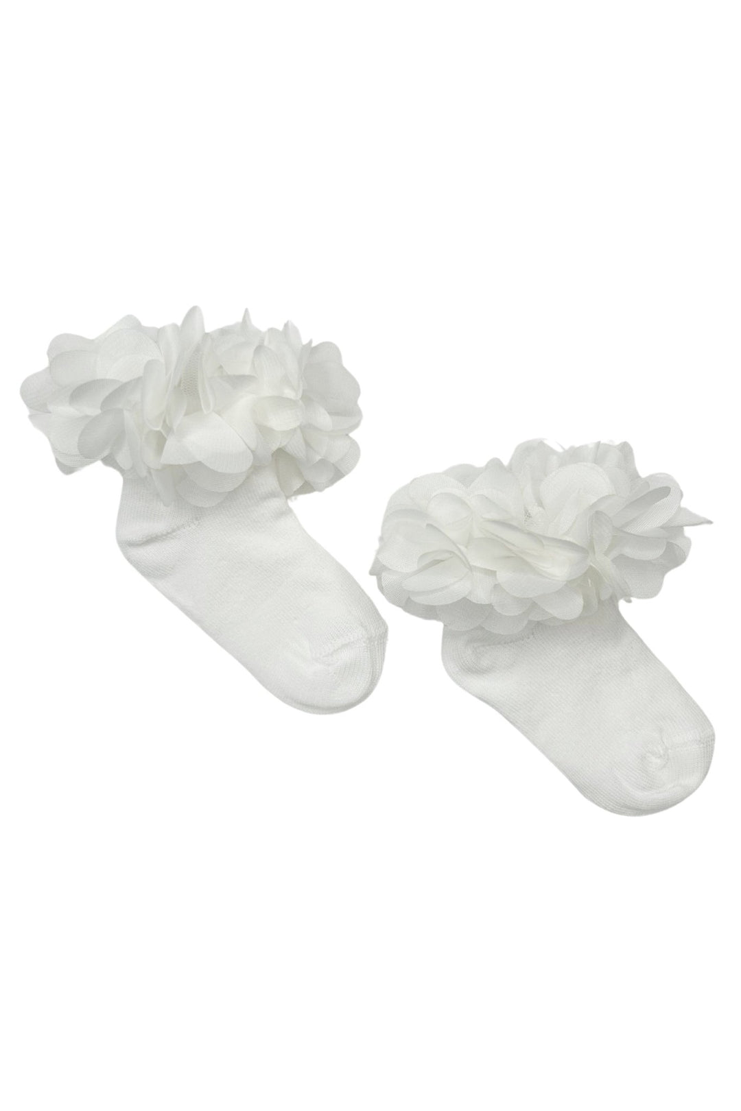 Meia Pata White Floral Tutu Ankle Socks - Millie and John