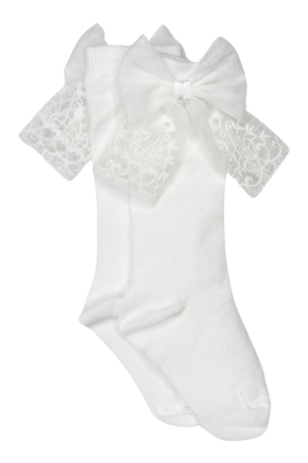 Meia Pata White Lace Bow Knee High Socks - Millie and John