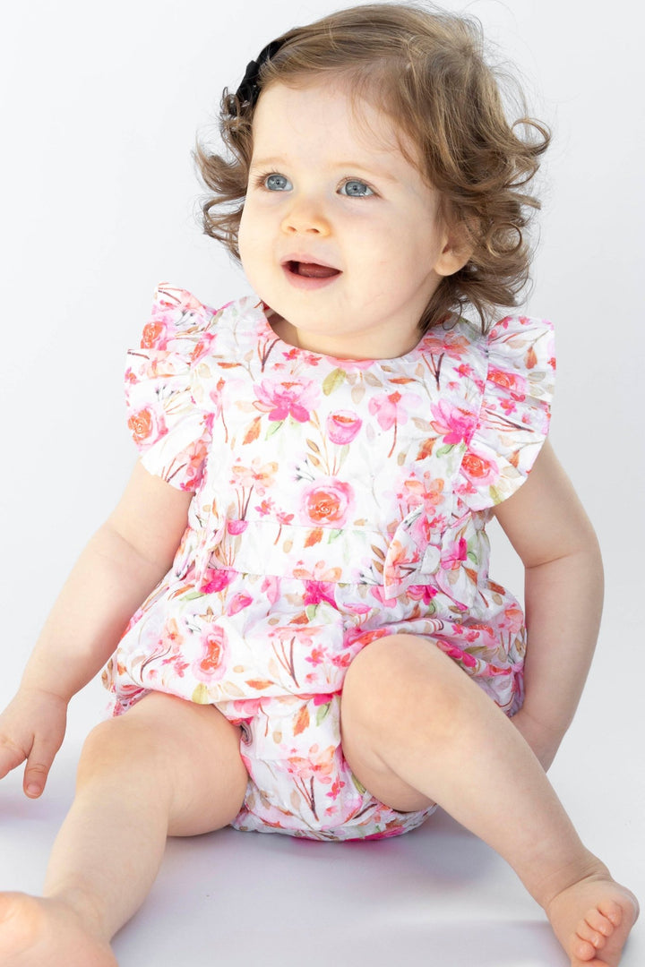 Mintini Baby "Cora" Hot Pink Floral Shortie - Millie and John