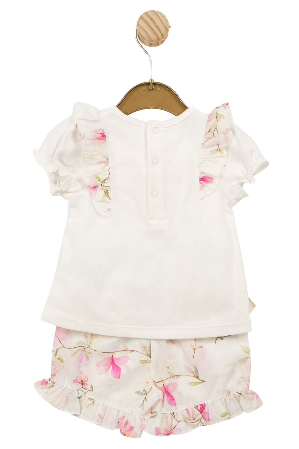 Mintini Baby "Evangeline" White & Pink Floral Top & Shorts - Millie and John