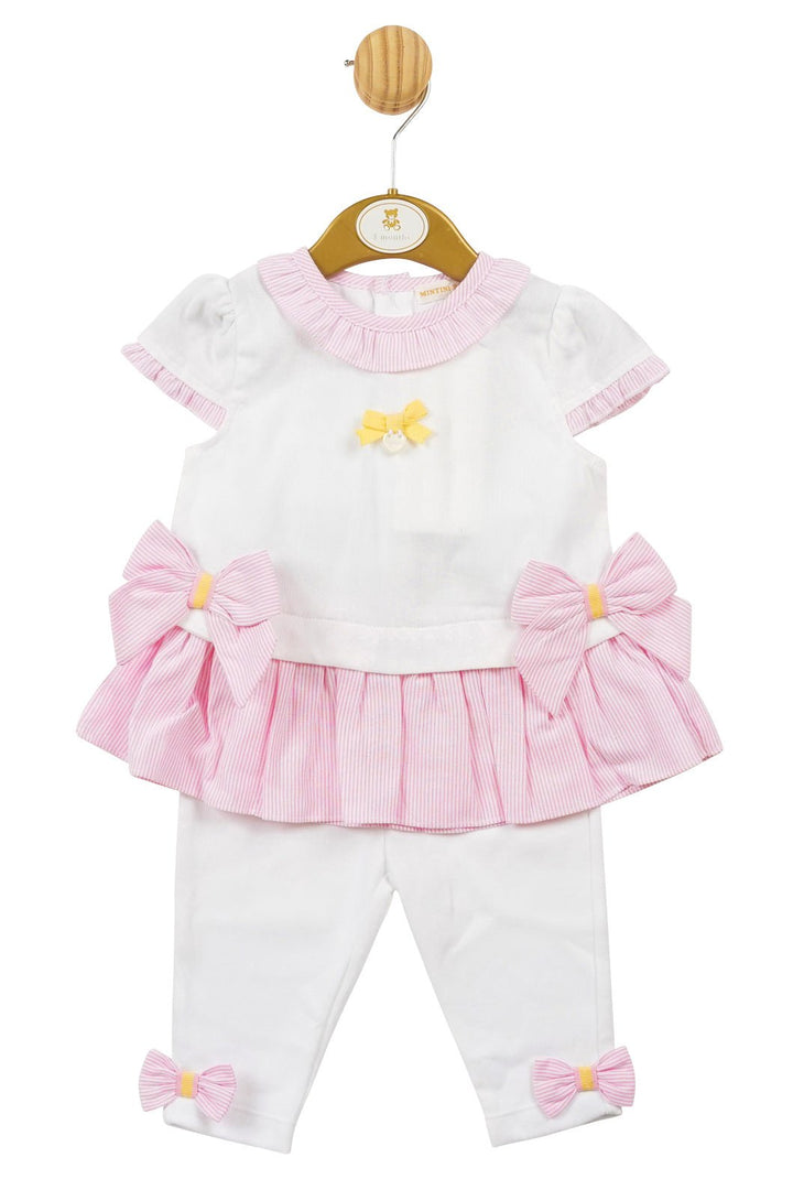 Mintini Baby "Imogen" Pink Striped Blouse & Leggings - Millie and John