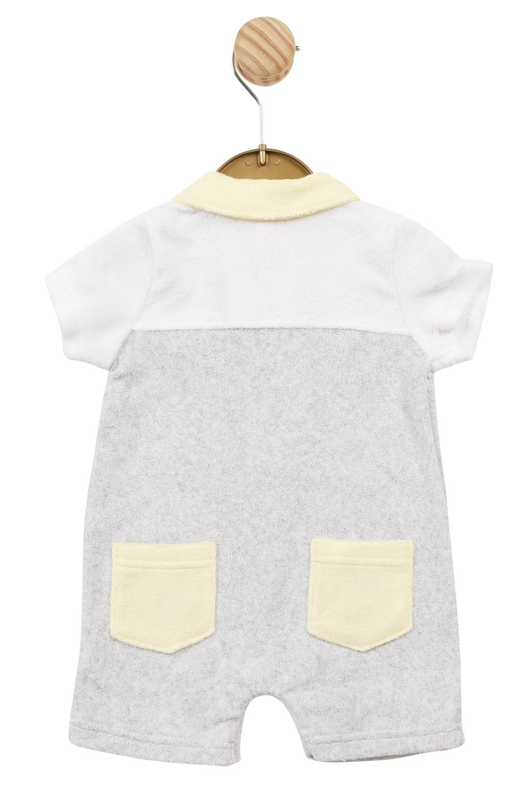 Mintini Baby "Leo" Grey & Lemon Terry Towelling Romper - Millie and John