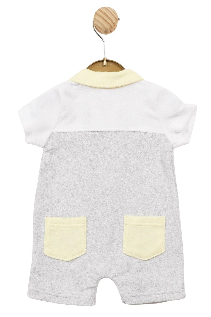 Mintini Baby "Leo" Grey & Lemon Terry Towelling Romper - Millie and John