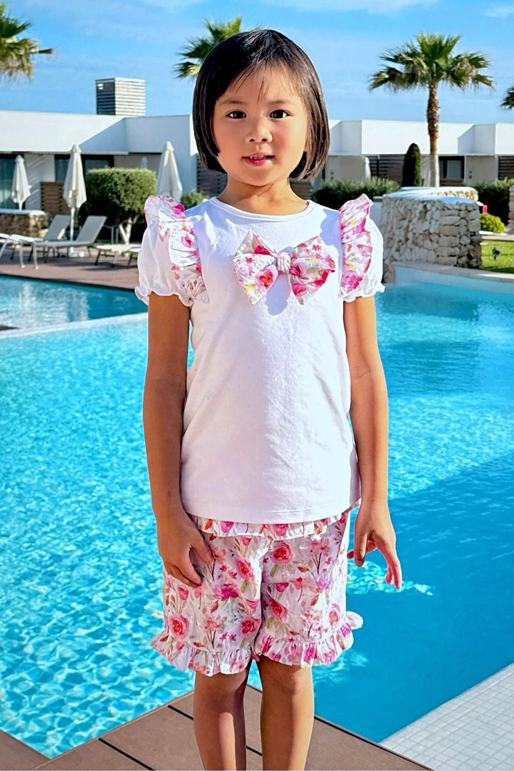 Mintini Baby "Phoebe" Hot Pink Floral Top & Shorts - Millie and John