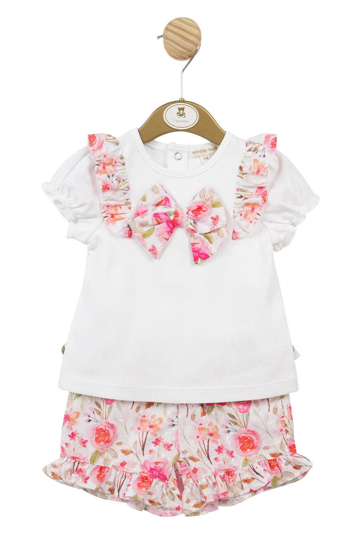 Mintini Baby "Phoebe" Hot Pink Floral Top & Shorts - Millie and John