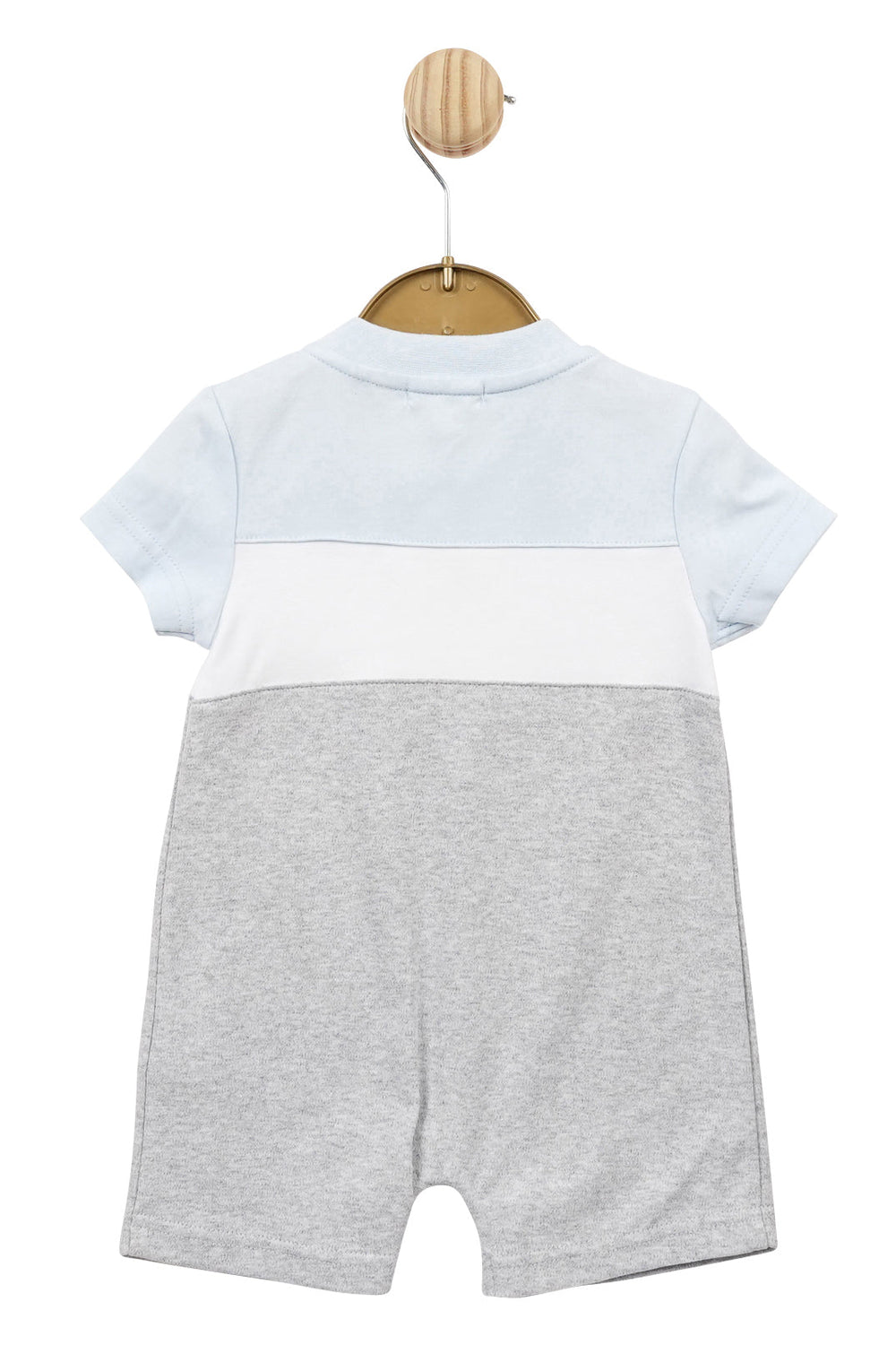 Mintini Baby "Silas" Baby Blue & Grey Romper - Millie and John