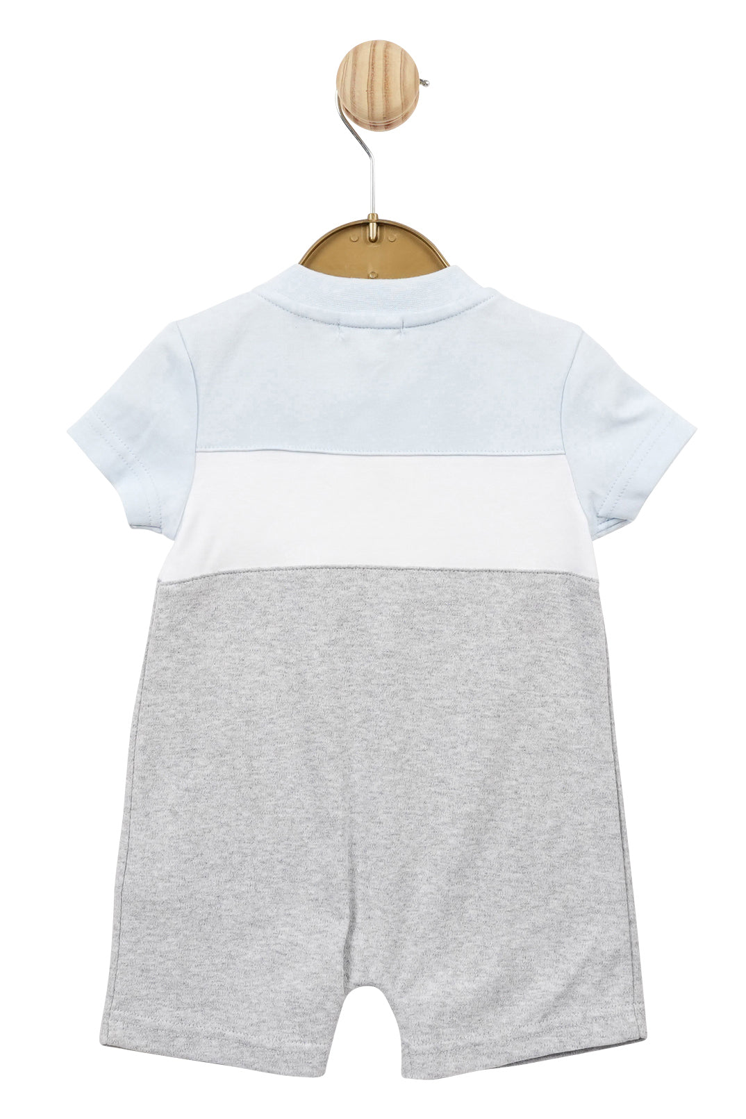 Mintini Baby "Silas" Baby Blue & Grey Romper - Millie and John