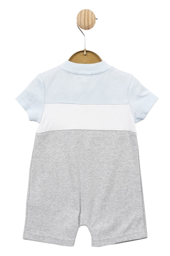 Mintini Baby "Silas" Baby Blue & Grey Romper - Millie and John