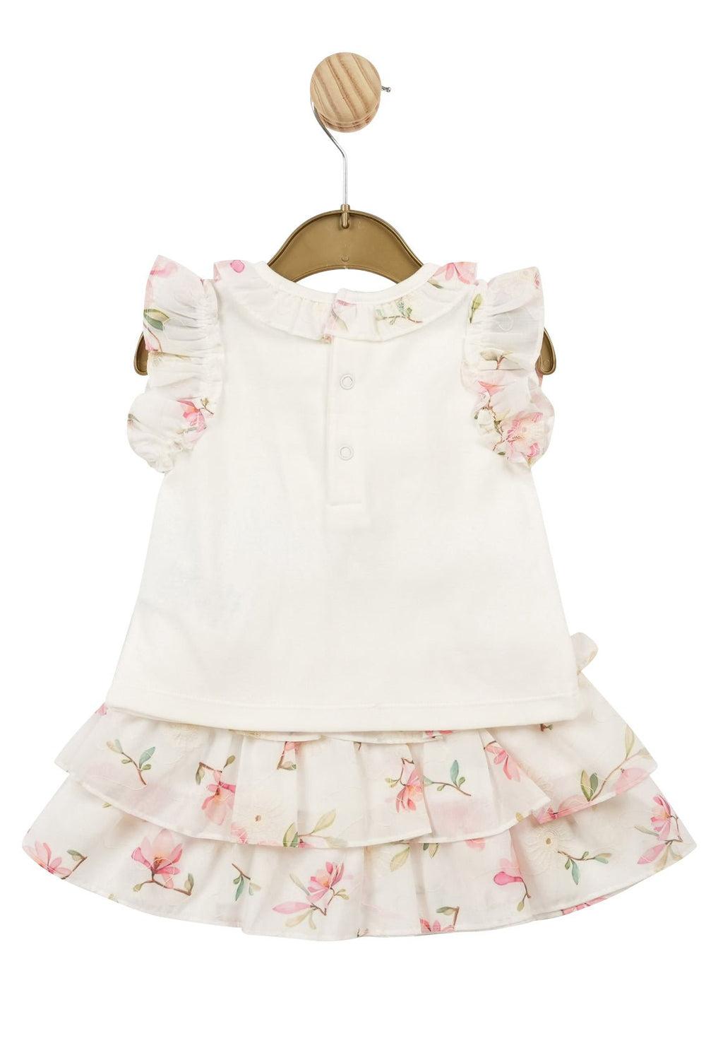 Mintini Baby "Violet" White & Pink Floral Top & Skirt - Millie and John