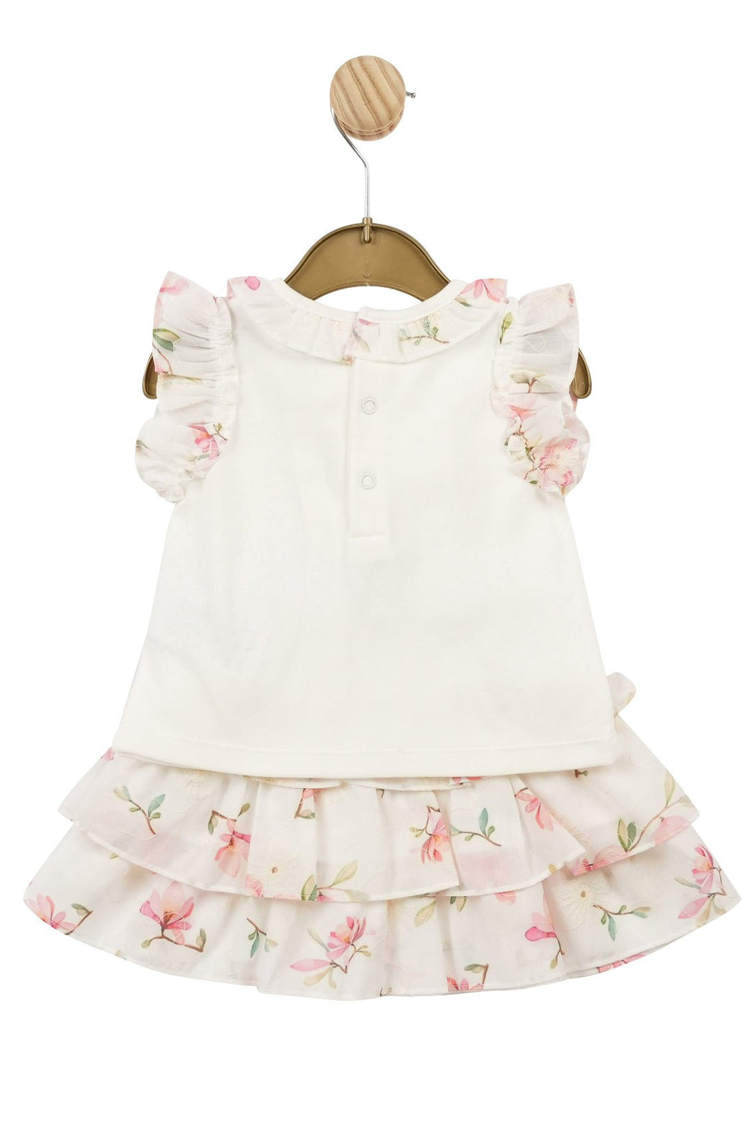 Mintini Baby "Violet" White & Pink Floral Top & Skirt - Millie and John
