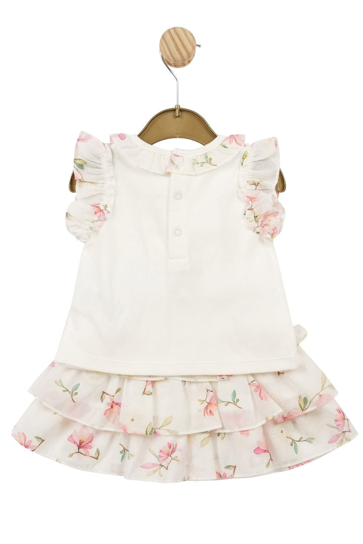 Mintini Baby "Violet" White & Pink Floral Top & Skirt - Millie and John