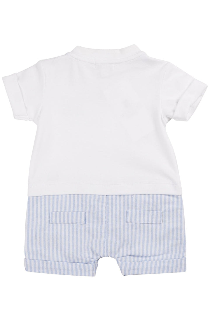 Mintini "Caleb" White & Blue Striped Romper - Millie and John