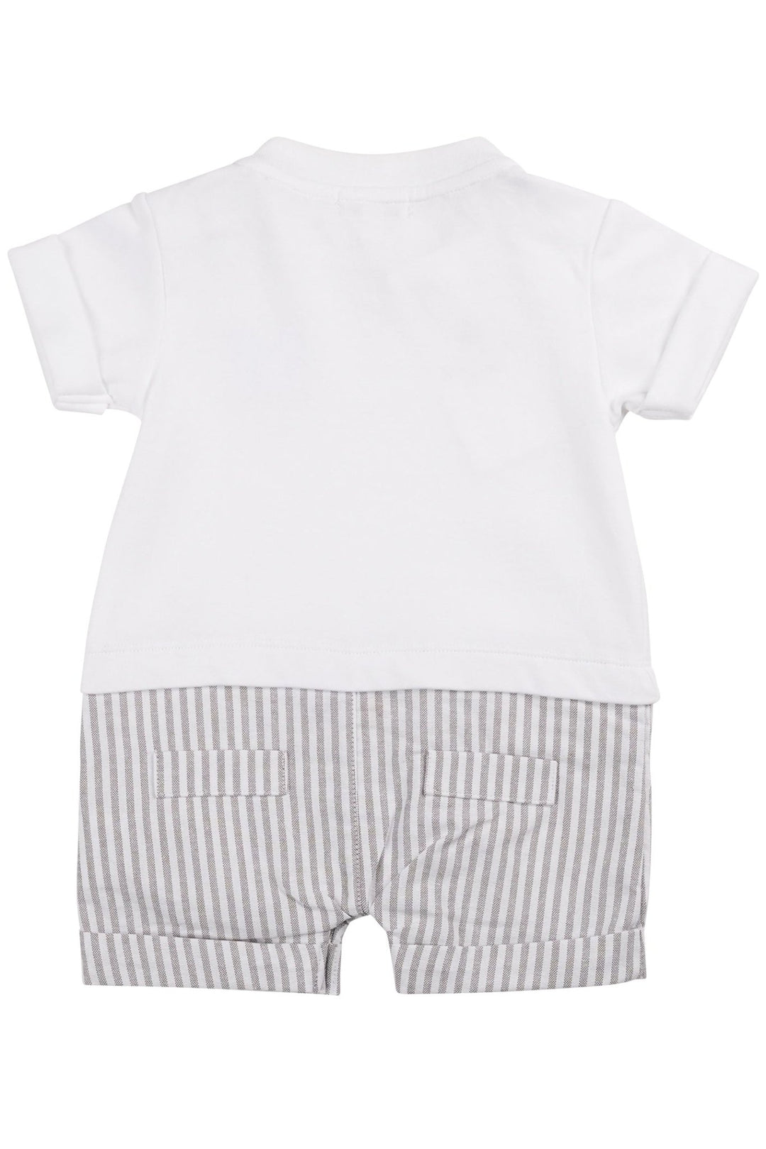 Mintini "Caleb" White & Grey Striped Romper - Millie and John