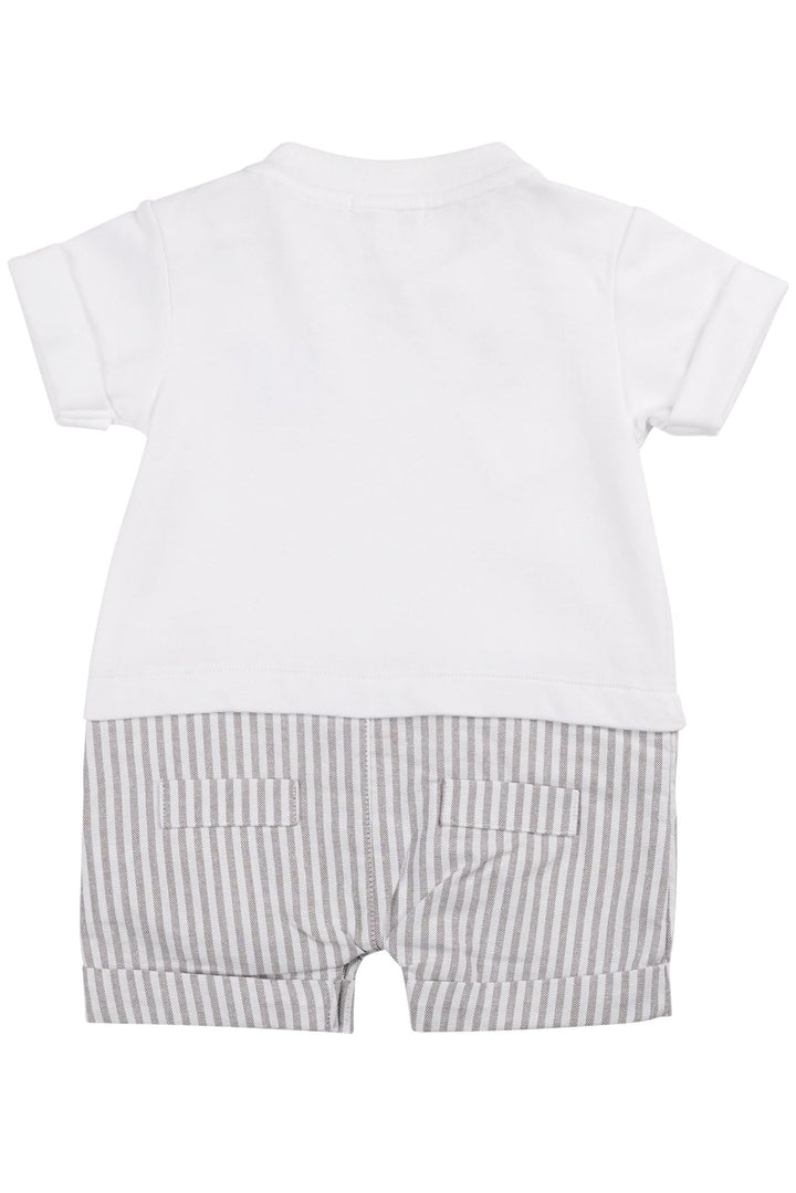 Mintini "Caleb" White & Grey Striped Romper - Millie and John