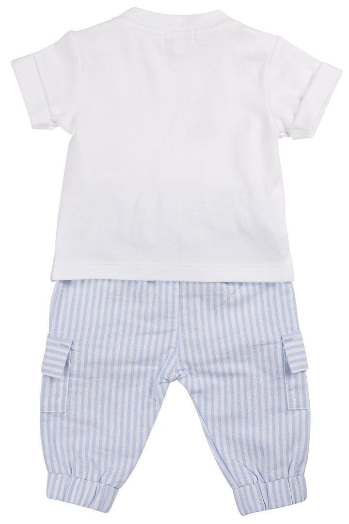 Mintini "Declan" White & Blue Striped T-Shirt & Cargo Trousers - Millie and John