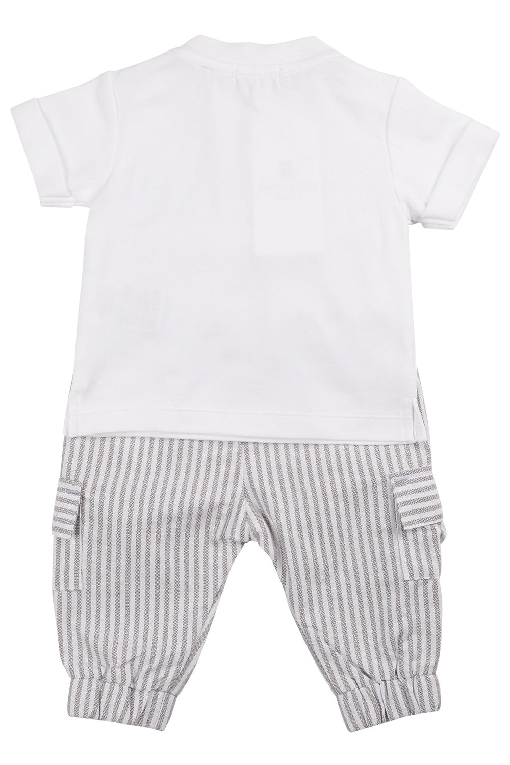 Mintini "Declan" White & Grey Striped T-Shirt & Cargo Trousers - Millie and John