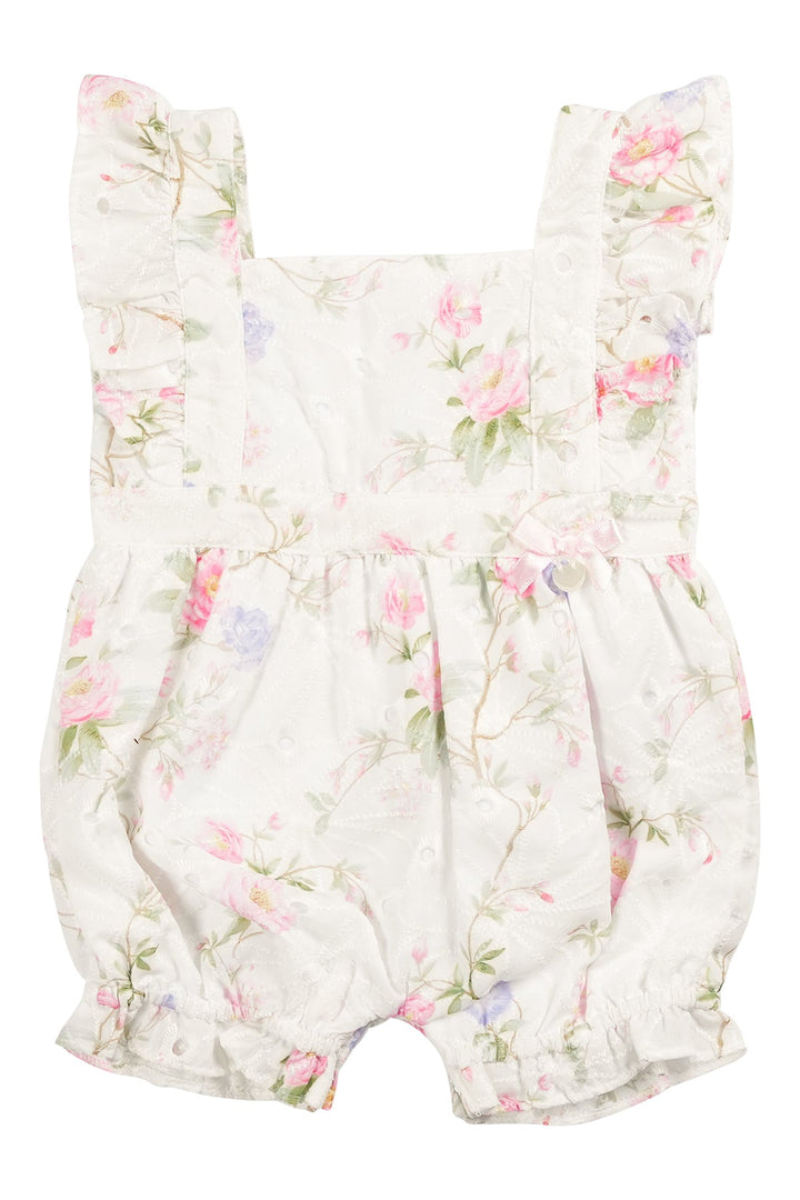 Mintini "Freya" Ivory & Pink Floral Broderie Anglaise Romper - Millie and John