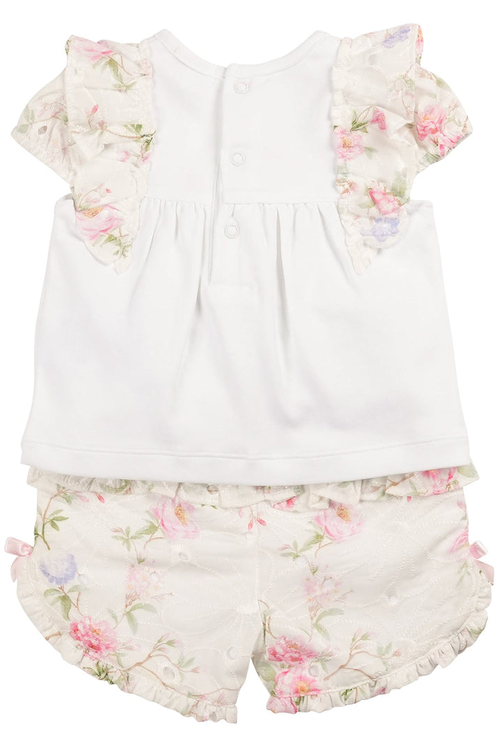 Mintini "Olive" Ivory & Pink Floral Top & Shorts - Millie and John