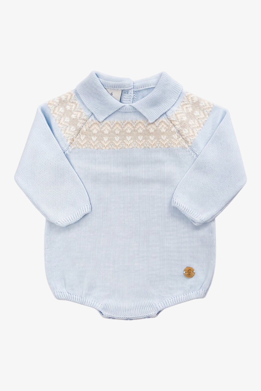 M&amp;J x Granlei "Albie" Baby Blue Fair Isle Knitted Romper - Millie and John