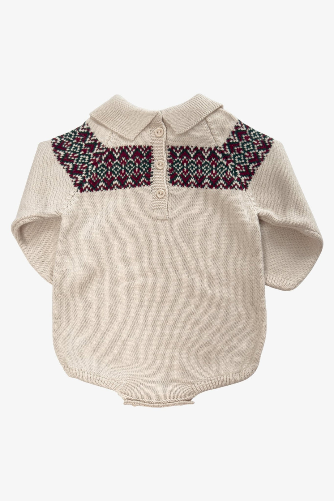 M&amp;J x Granlei "Albie" Stone Fair Isle Knitted Romper - Millie and John