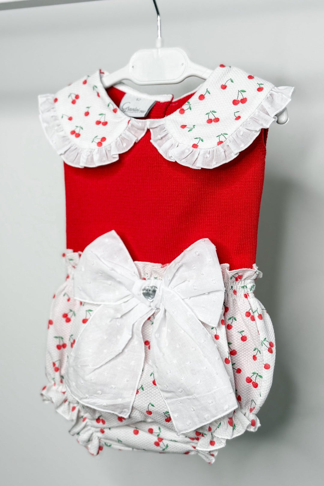 M&amp;J x Granlei "Alora" Red Knit Cherry Top &amp; Bloomers - Millie and John