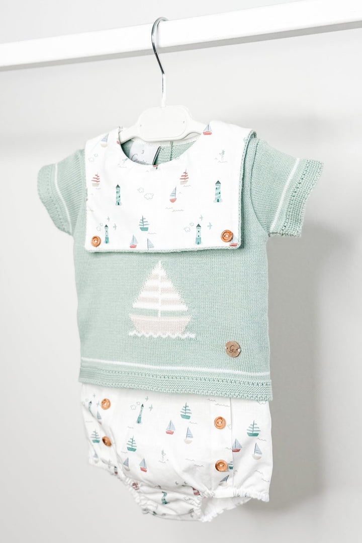 M&amp;J x Granlei "Atlas" Sage Green Knit Sailboat Top &amp; Jam Pants - Millie and John