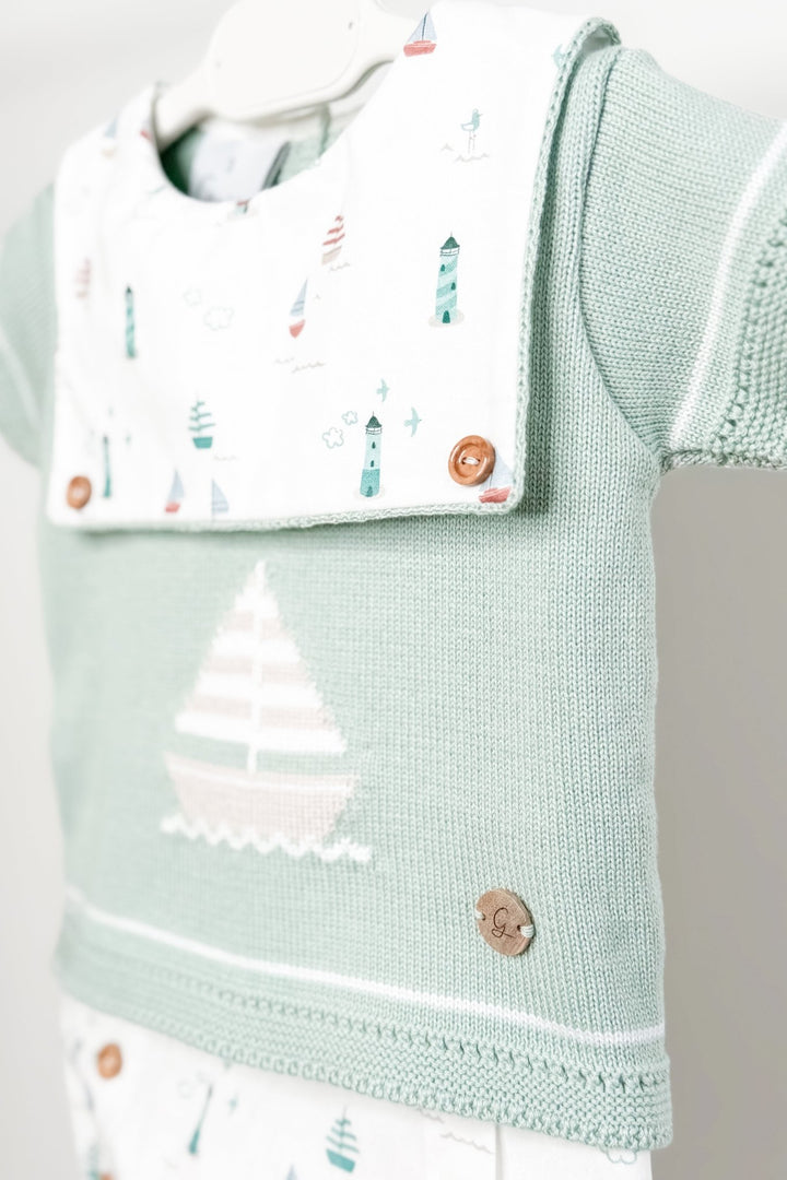M&amp;J x Granlei "Atlas" Sage Green Knit Sailboat Top &amp; Jam Pants - Millie and John