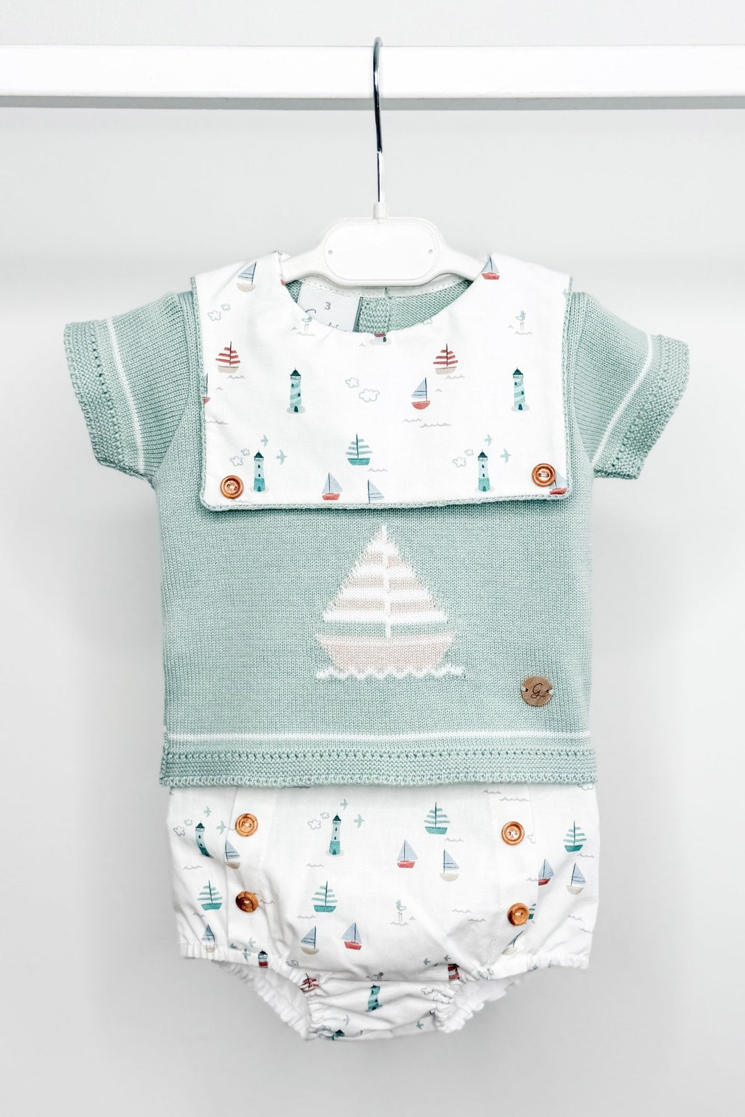 M&amp;J x Granlei "Atlas" Sage Green Knit Sailboat Top &amp; Jam Pants - Millie and John