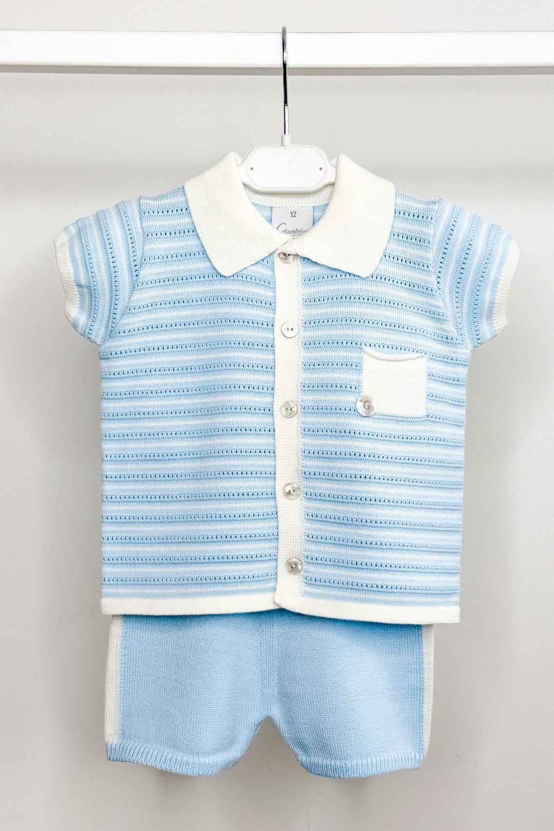 M&amp;J x Granlei "Chance" Baby Blue Knit Button - Down Top &amp; Shorts - Millie and John