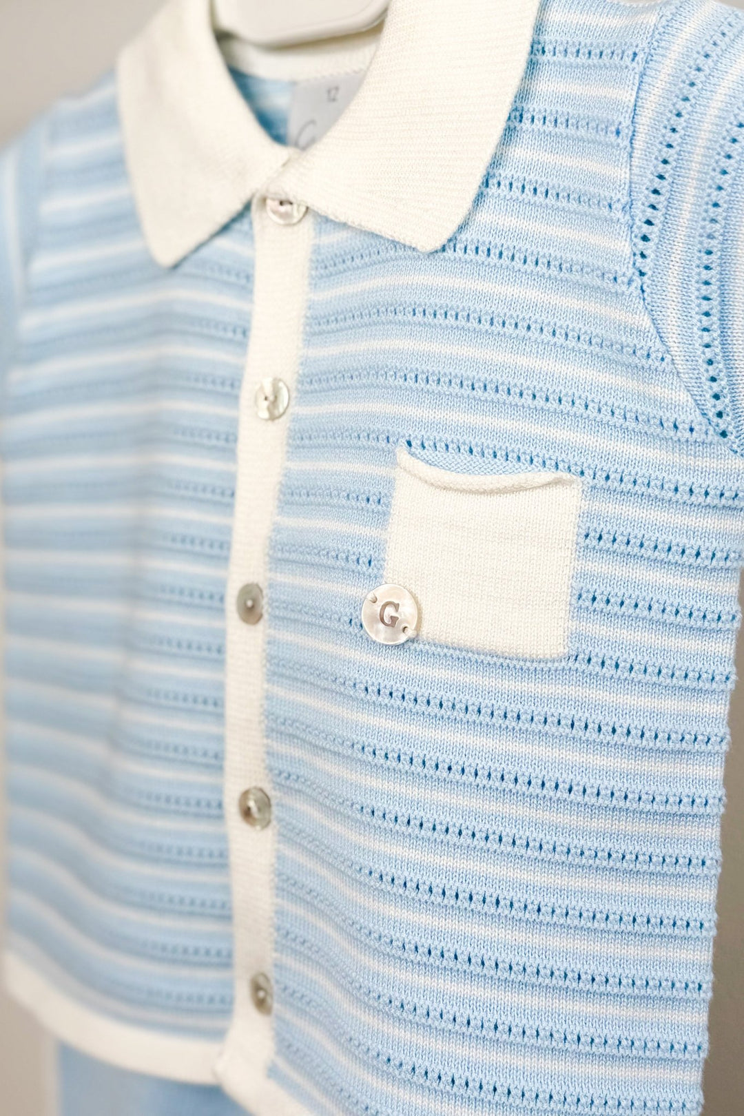 M&amp;J x Granlei "Chance" Baby Blue Knit Button - Down Top &amp; Shorts - Millie and John